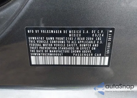 2024 Volkswagen Jetta 1.5T S from USA, damaged, VIN 3VW5M7BU2RM090567